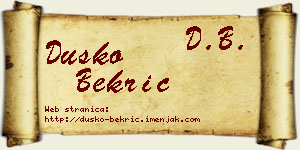 Duško Bekrić vizit kartica